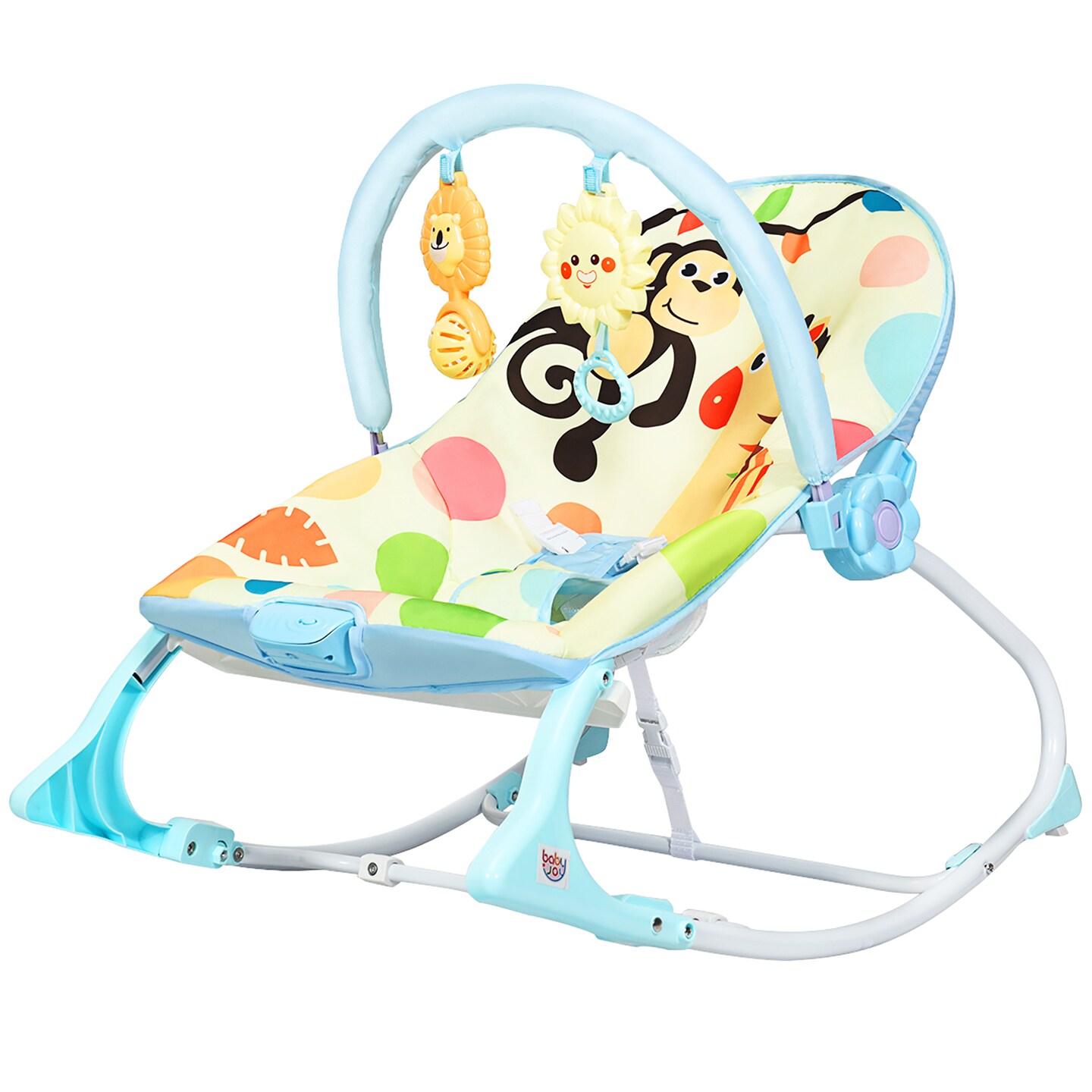 Costway Baby Bouncer Rocker Infant Toddler Adjustable Swing w Vibration Music Pink Blue