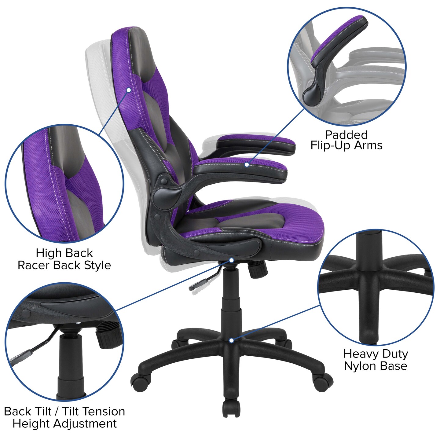 Emma and Oliver Z100 Gaming Chair Racing Office Ergonomic Computer PC Adjustable Swivel Chair