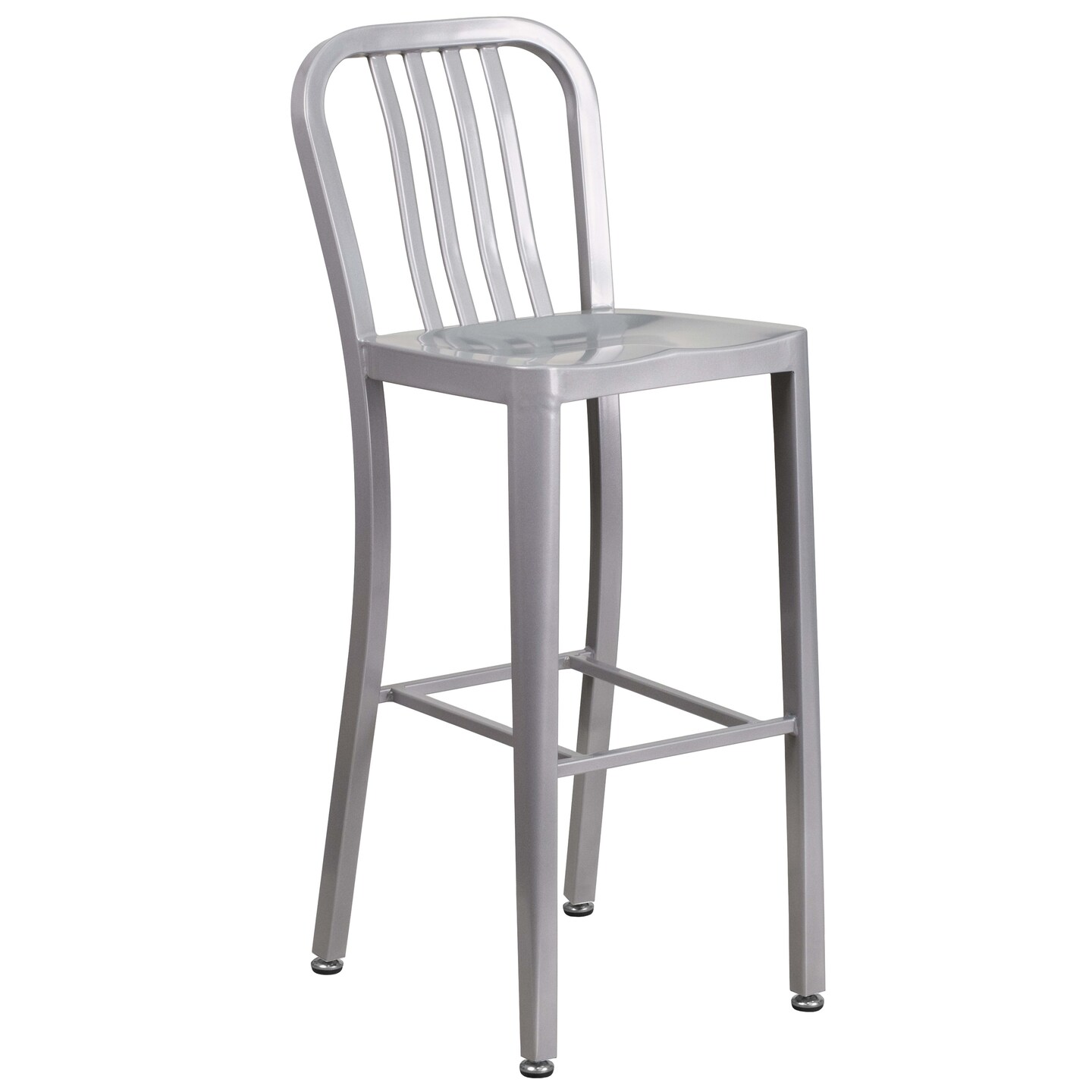 Merrick Lane Santorini 30 Inch Galvanized Steel Indoor/Outdoor Counter Bar Stool With Slatted Back And Powder Coated Finish