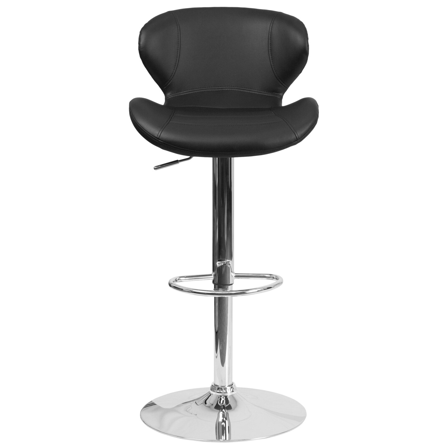 Merrick Lane Quincy Adjustable Height Barstool Contemporary Bar Height Stool with Curved Back and Metal Base with Footrest