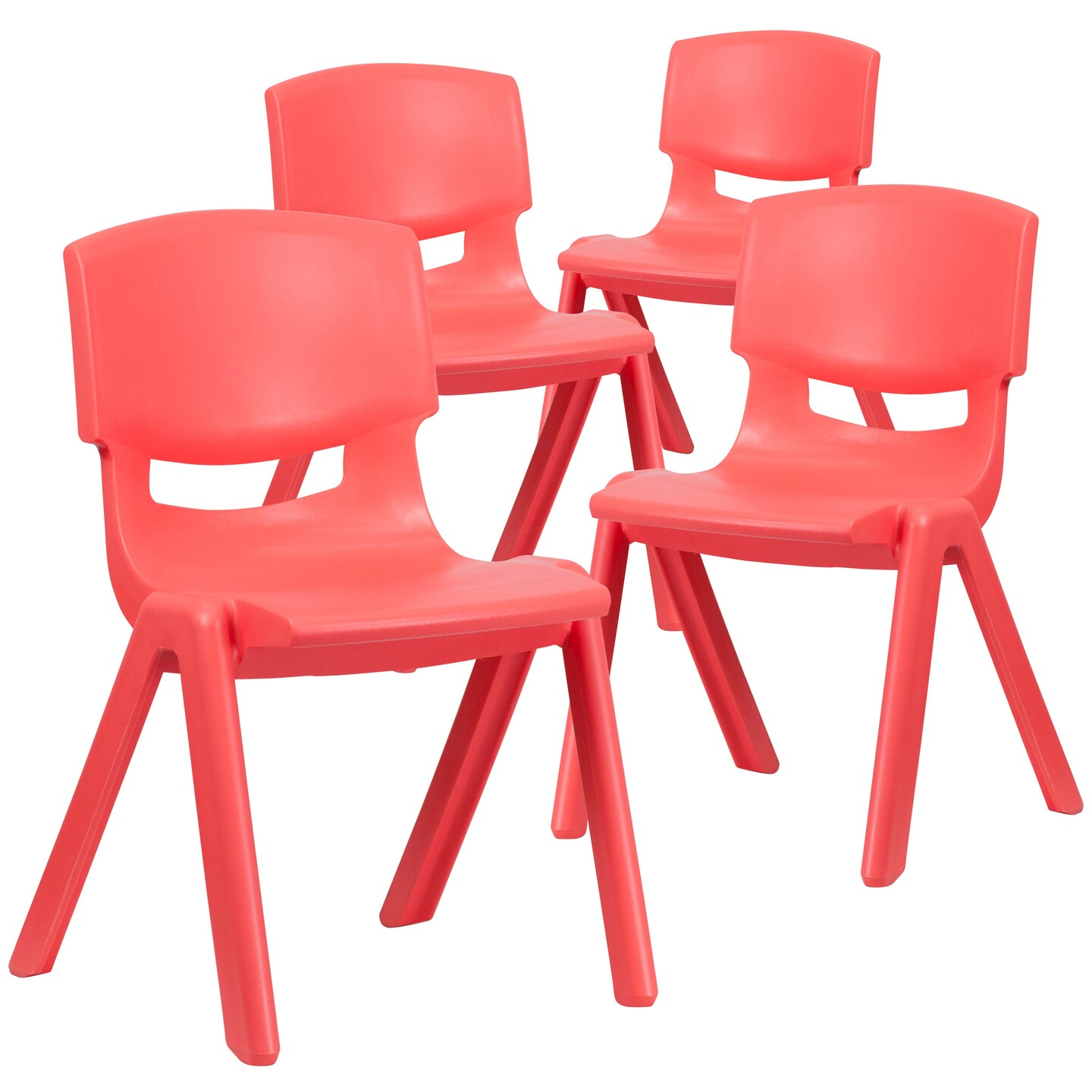 Emma and Oliver 4 Pack Plastic Stack School Chair with 15.5&#x22;H Seat, 3rd-7th School Chair