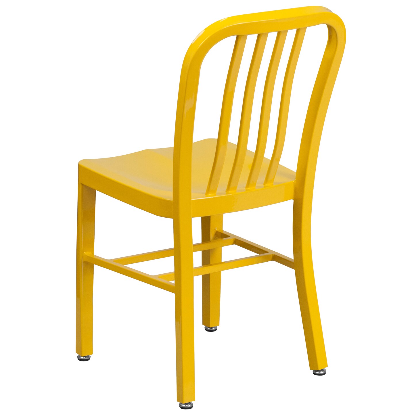 Merrick Lane Santorini 18 Inch Galvanized Steel Indoor/Outdoor Dining Chair with Slatted Back And Powder Coated Finish