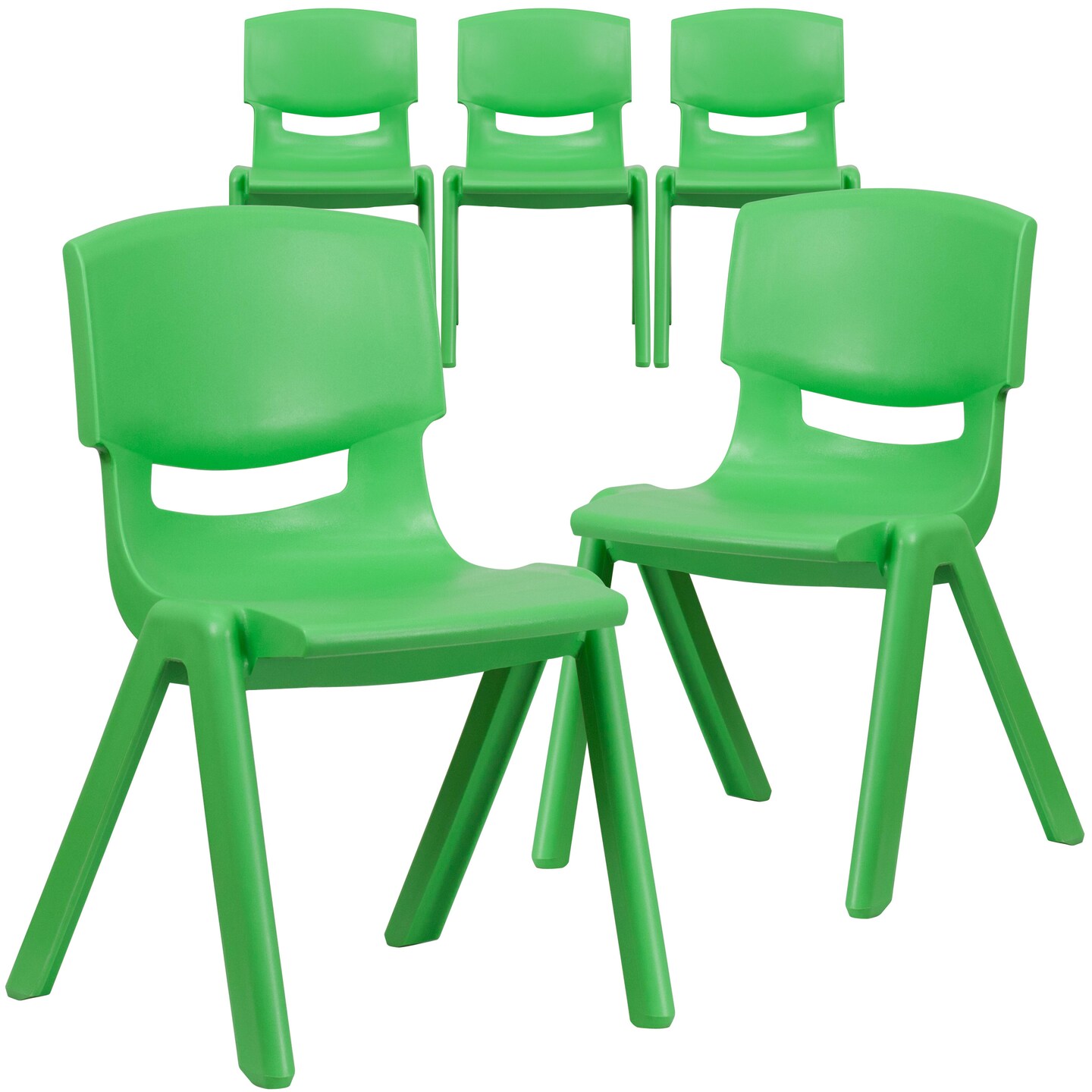 Emma and Oliver 5 Pack Plastic Stackable School Chair with 15.5'' Seat Height