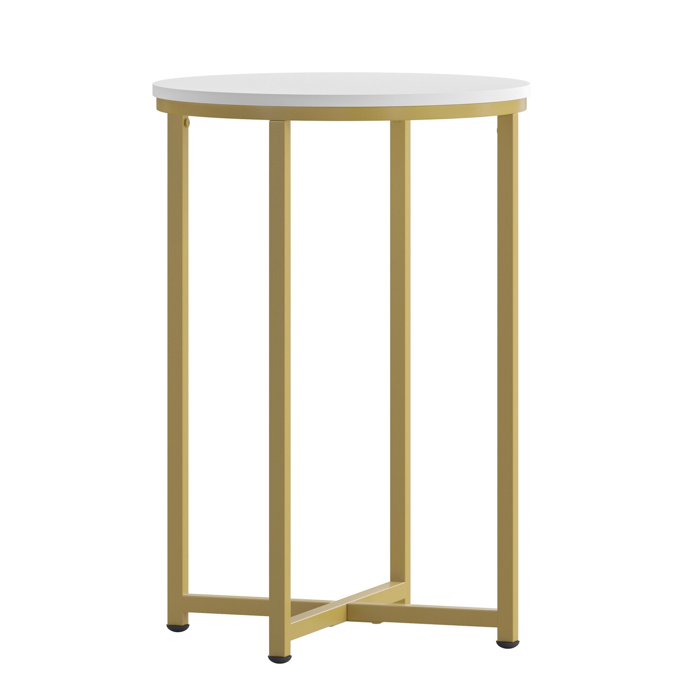 Merrick Lane Fairdale End Table with Round Cross Brace Frame