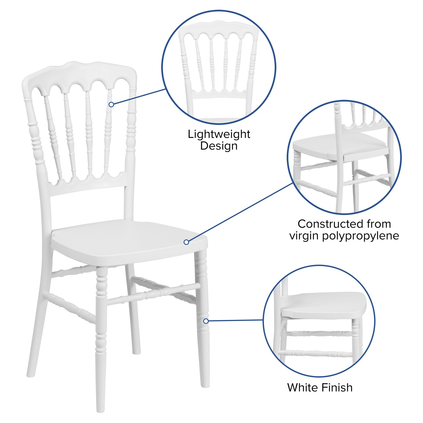 Emma and Oliver Wedding & Event Resin Stacking Napoleon Dining Chair