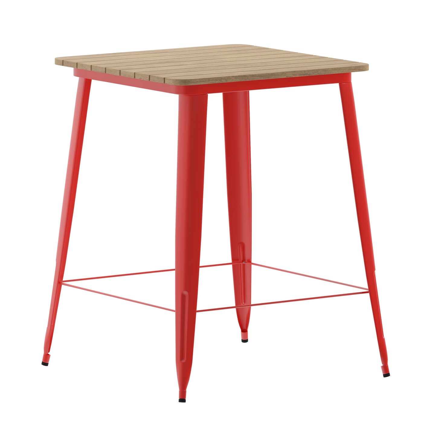 Merrick Lane Dryden Indoor/Outdoor Bar Top Table, 31.5&#x22; Square All Weather Poly Resin Top with Steel base