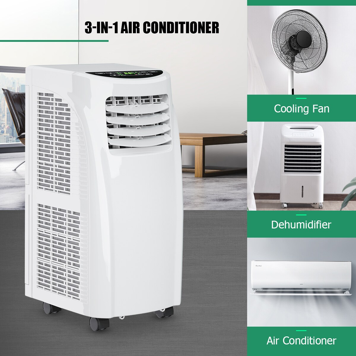Costway Portable Air Conditioner 5500 BTU (8000BTU ASHRAE) Dehumidifier