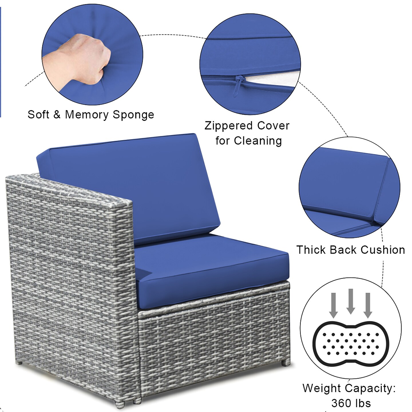 Costway 8 PCS Wicker Sofa Rattan Furniture Set Patio Furniture w/ Storage Table White\ Black\Turquoise\Red