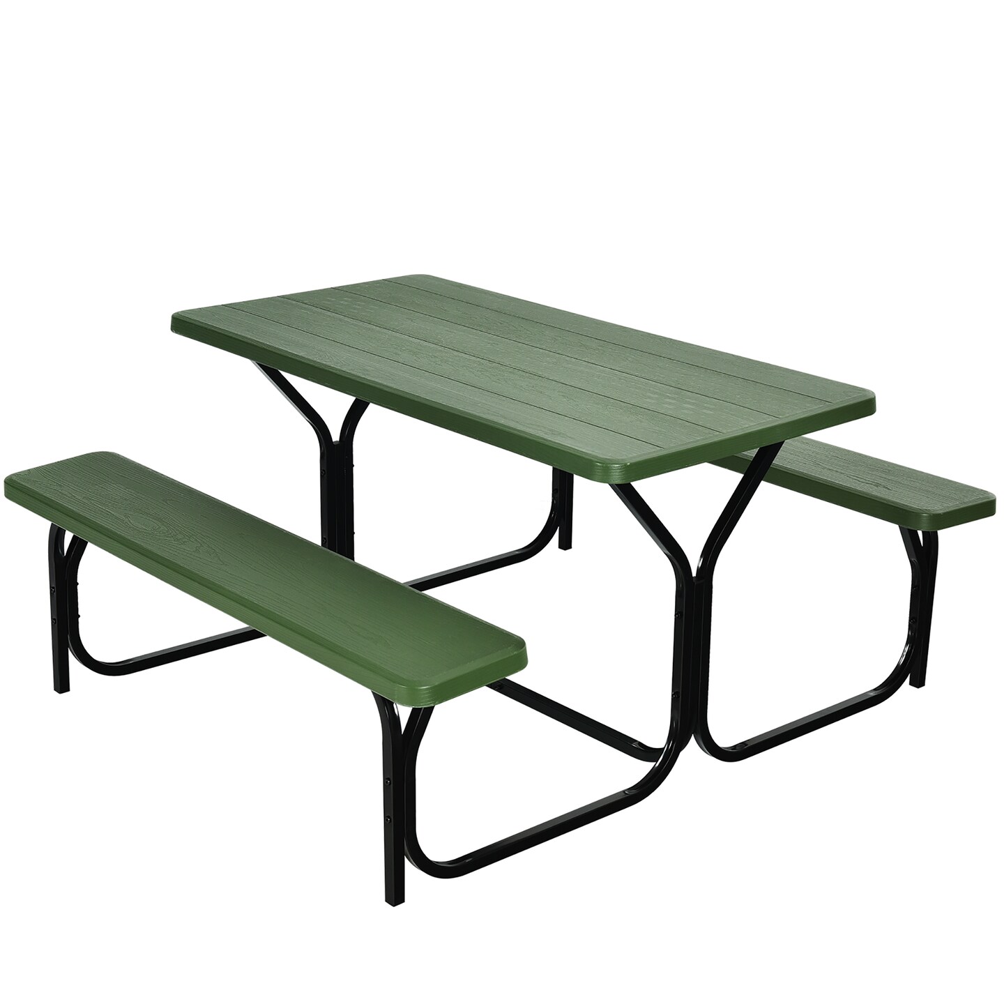 Costway Picnic Table Bench Set Outdoor Backyard Patio Garden Party Dining All Weather Black/White/Grey/Brown/Green
