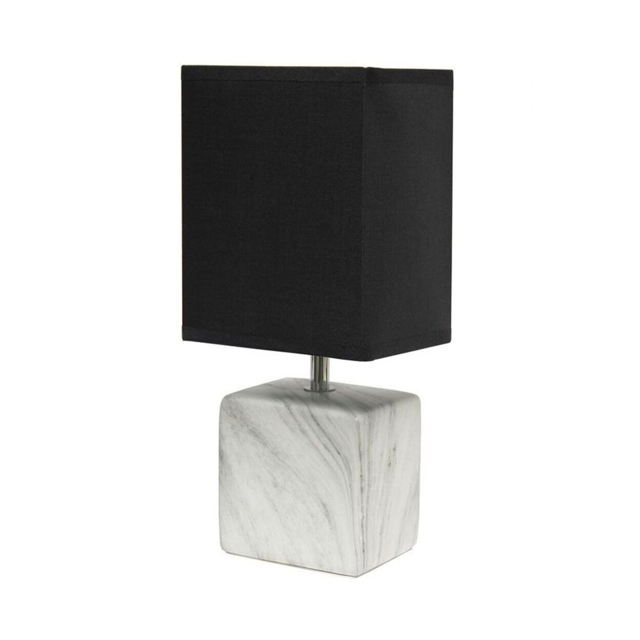 Simple Designs   Petite Marbled Ceramic Table Lamp with Fabric Shade - White with Black Shade