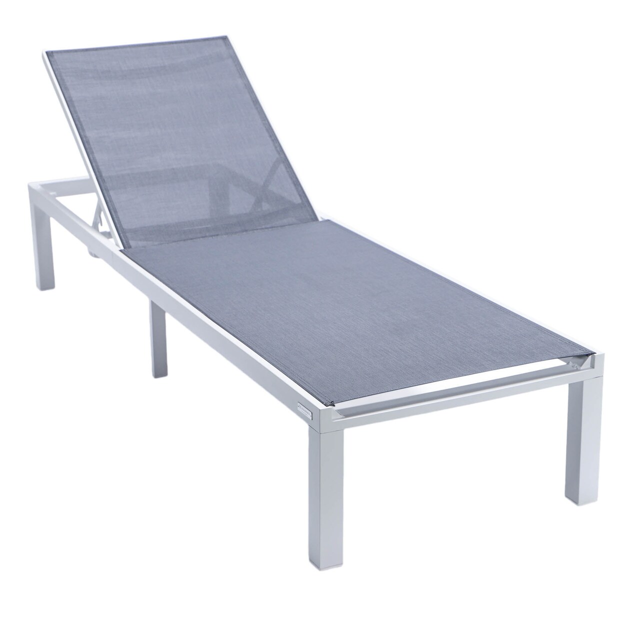 Leisuremod Marlin Patio Chaise Lounge Chair with White Aluminum Frame - Dark Grey