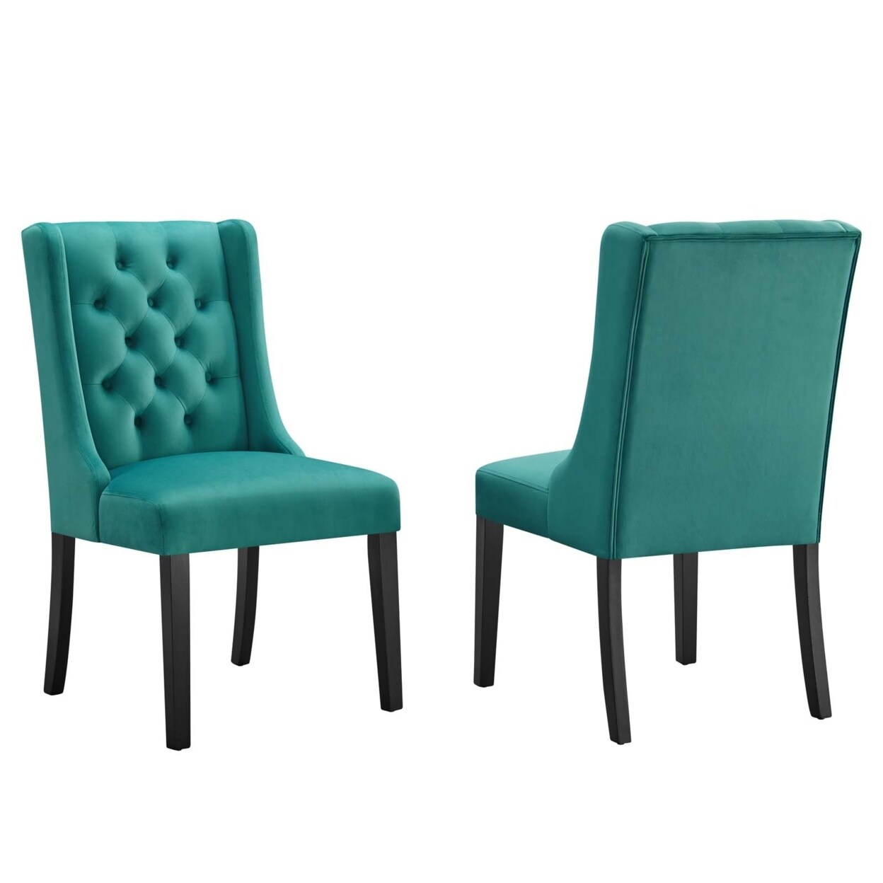 Modway Furniture Baronet Performance Velvet Dining Chairs - Set of 2, Teal