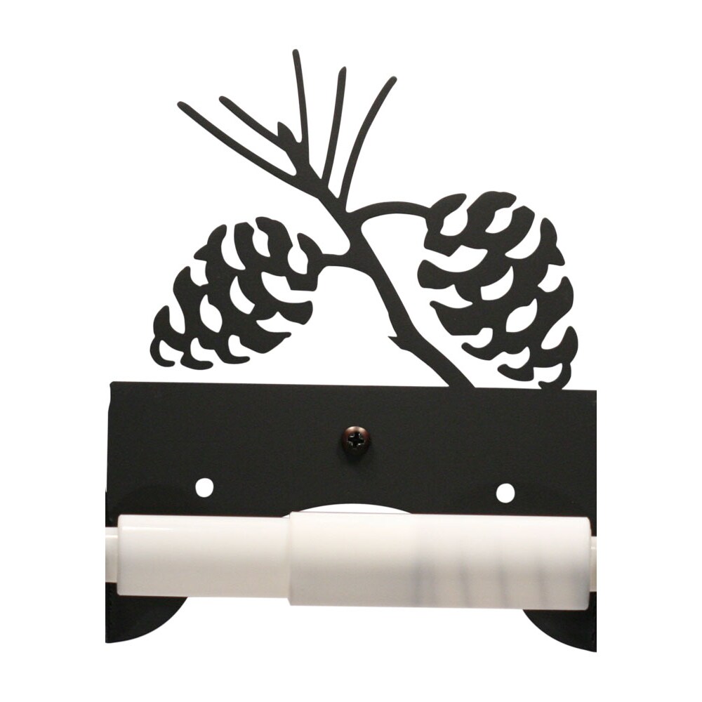 Village Wrought Iron Home Bathroom Accessories Black Pinecone - Toilet Tissue Holder