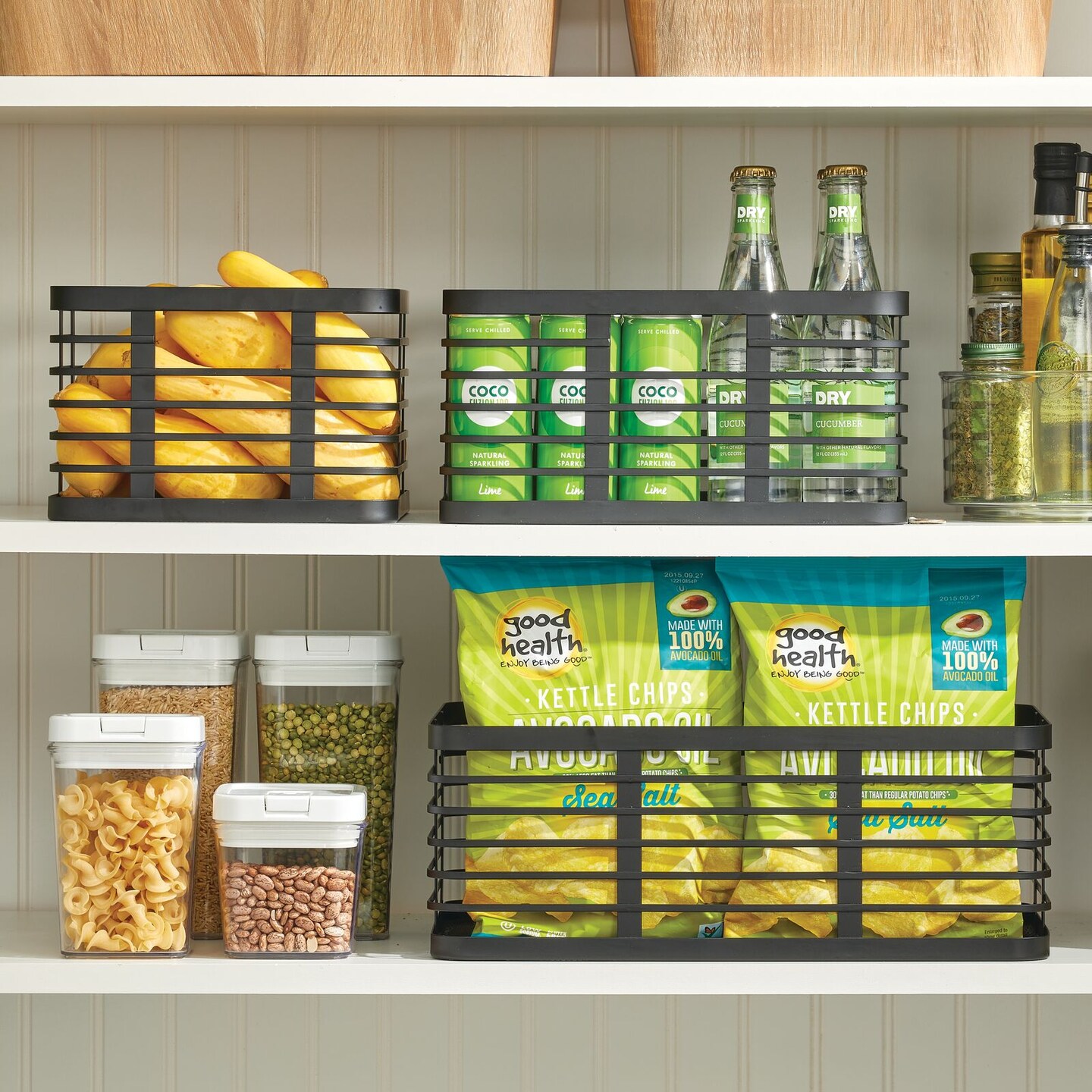 mDesign Metal Wire Food Organizer Storage Bin, 3 Pack