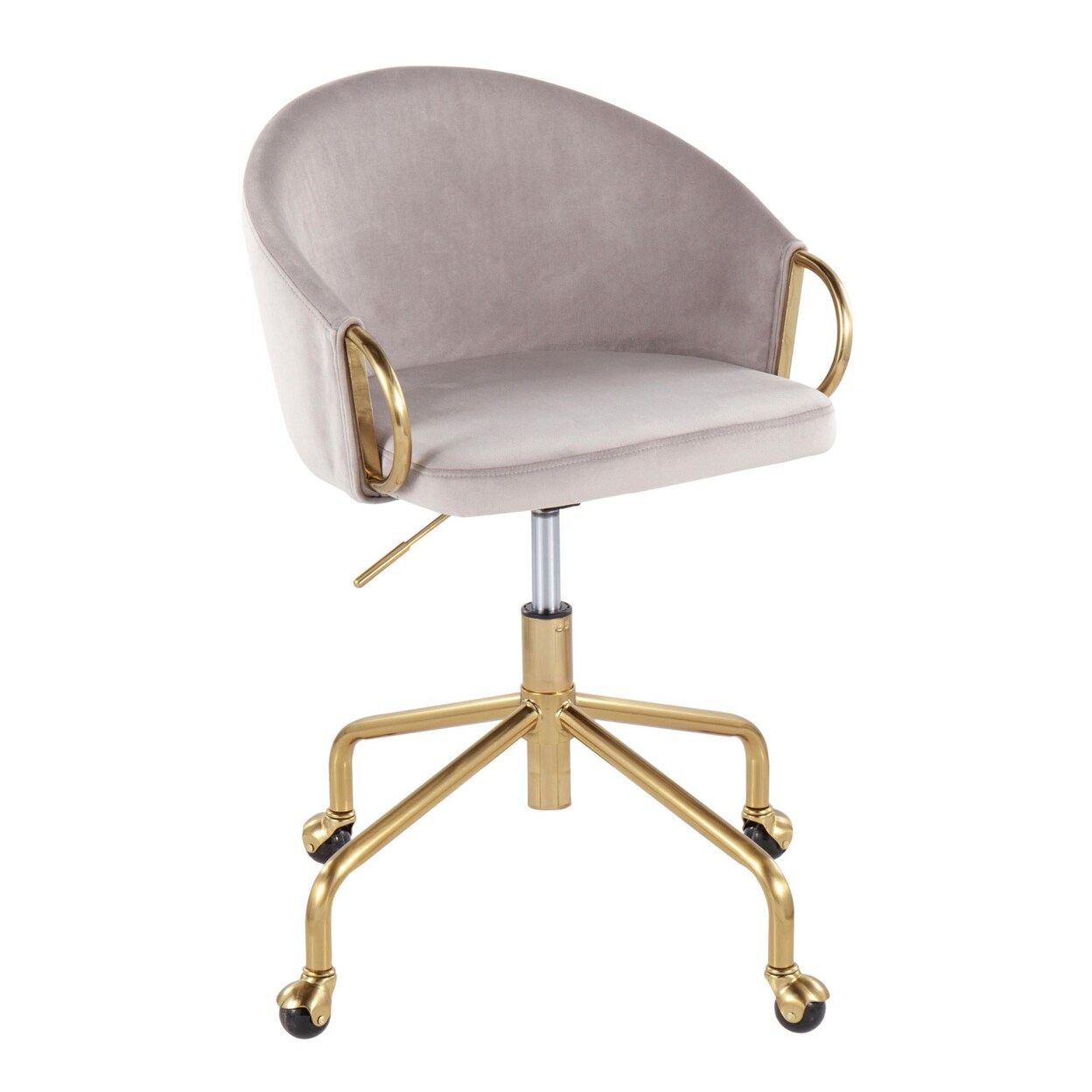 Lumisource Indoor Home Office Furniture Claire Contemporary, Glam Task Chair In Gold Metal And Silver Velvet