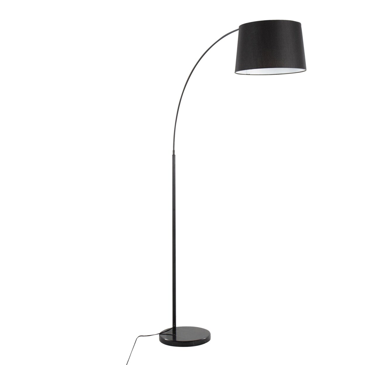 Lumisource March Contemporary Floor Lamp in Black Marble and Black Metal with Black Linen Shade by