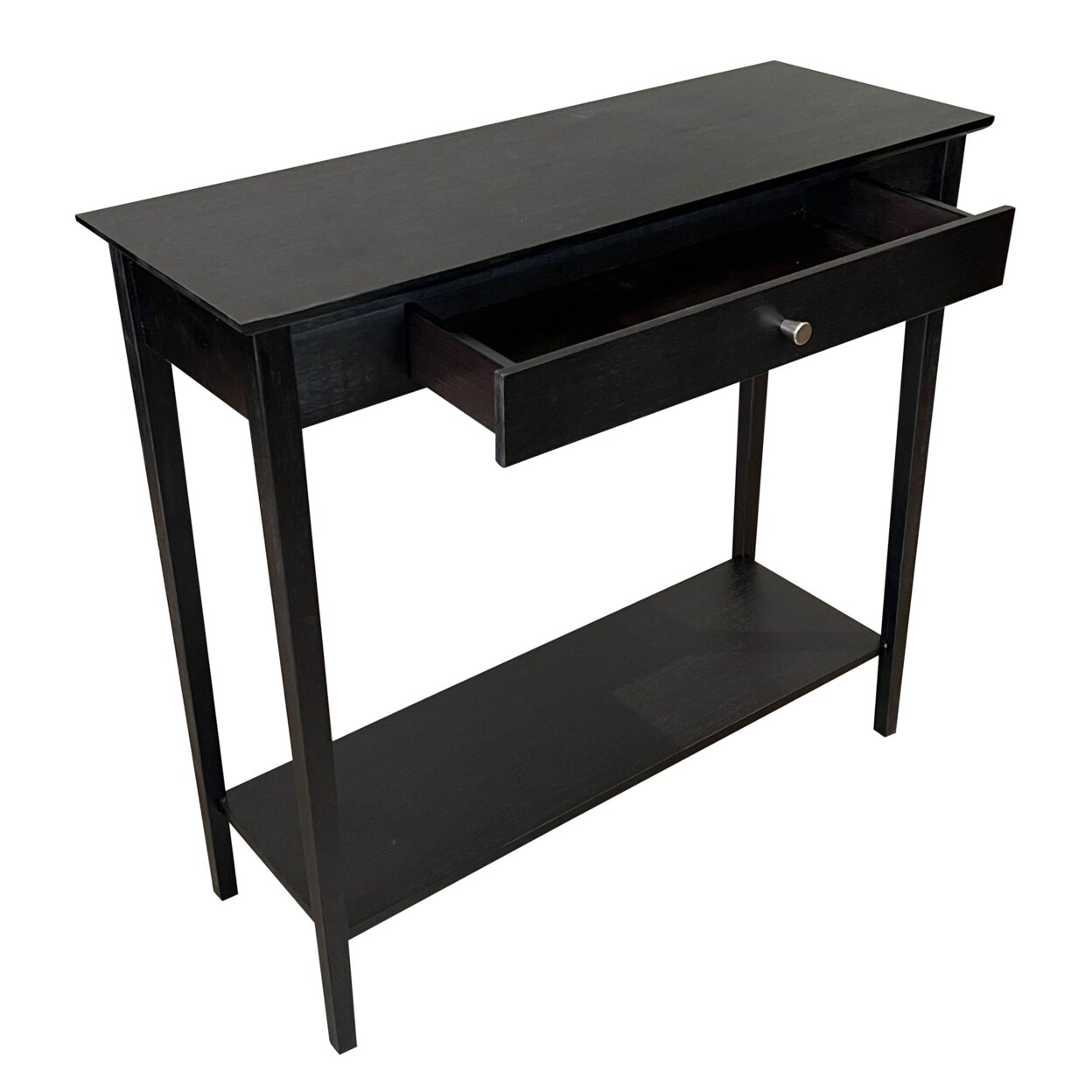Eccostyle   2-Tier Solid Bamboo Console Table with Drawer - Charcoal
