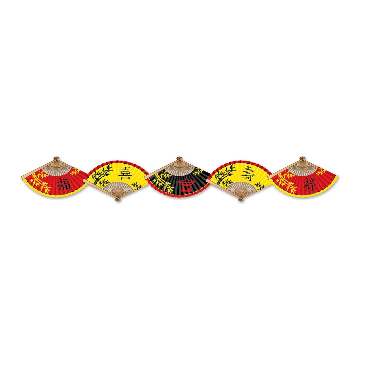 Beistle Set of 12 Red and Yellow Asian Paper Fan Streamer 5&#x27;