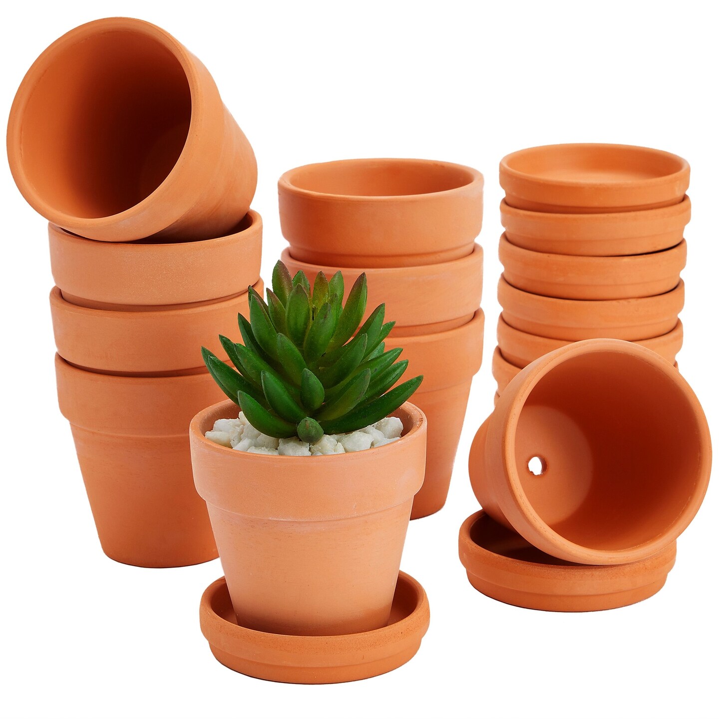 9 Pack Small Terracotta Pots with Saucers for Succulents, Clay Flower Planters with Drainage Holes for Indoor, Outdoor Plants, Cactus, Arts and Crafts Projects (3 in)