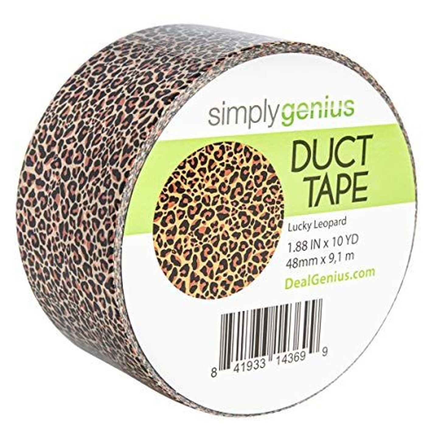 Simply Genius Pattern Duct Tape Heavy Duty - Craft Supplies for Kids &#x26; Adults - Colored Duct Tape - Single Roll 1.8 in x 10 yards - Colorful Tape for DIY, Craft &#x26; Home Improvement (Lucky Leopard)