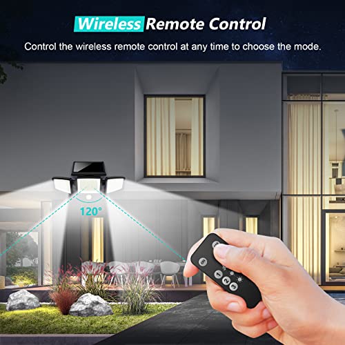 2500LM 210 LED Security Lights with Remote Control,3 Heads Motion Sensor Lights, IP65 Waterproof,270&#xB0; Wide Angle Flood Wall Lights with 3 Modes(1 Packs)