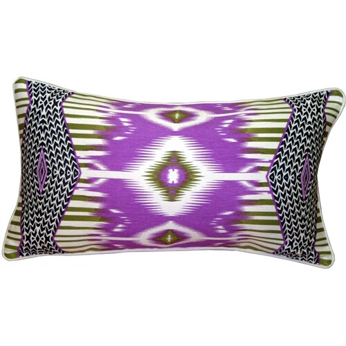 Pillow Decor   - Electric Ikat Purple 15x27 Throw Pillow