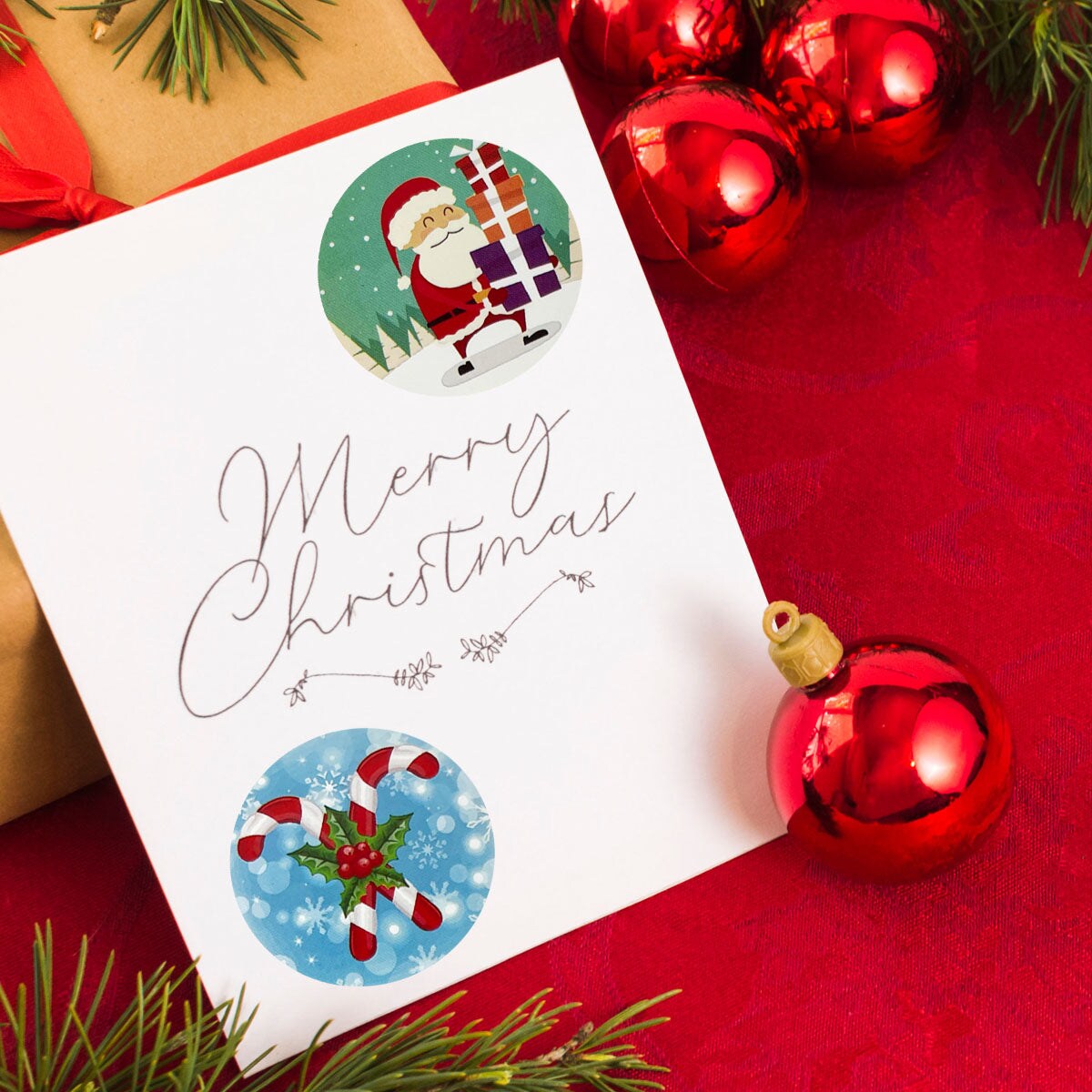 Wrapables Christmas Stickers Label Roll, Holiday Stickers for Sealing Cards, Envelopes, Gift Boxes, Festive Party Favors (500 pcs)