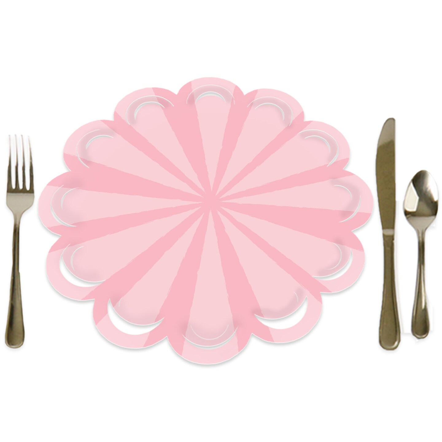 Big Dot of Happiness Pink Stripes - Simple Party Round Table Decorations - Paper Chargers - Place Setting For 12