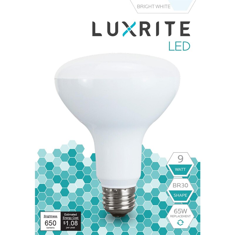 Luxrite 9W BR30 Dimmable LED 5000K Bright White Light Bulb