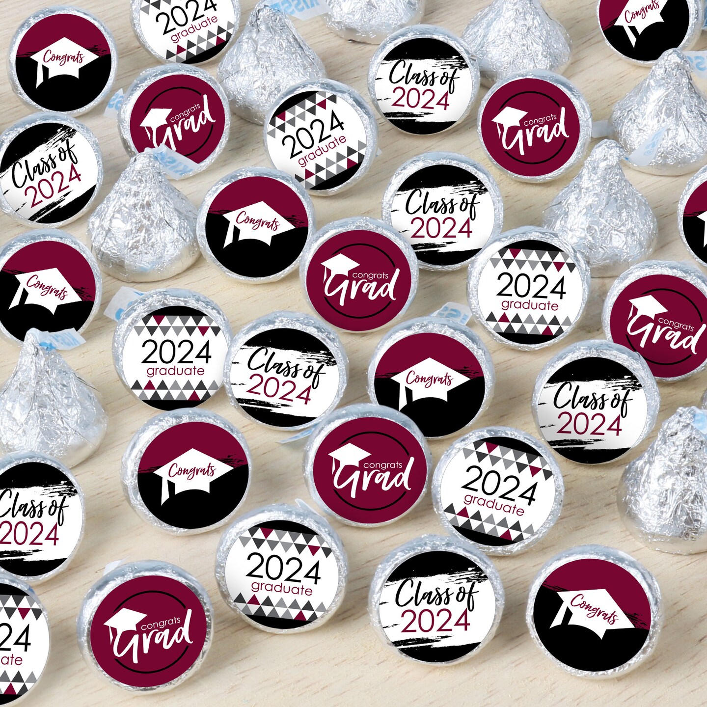 Big Dot of Happiness Maroon Grad - Best is Yet to Come - 2024 Burgundy Graduation Party Small Round Candy Stickers - Party Favor Labels - 324 Count