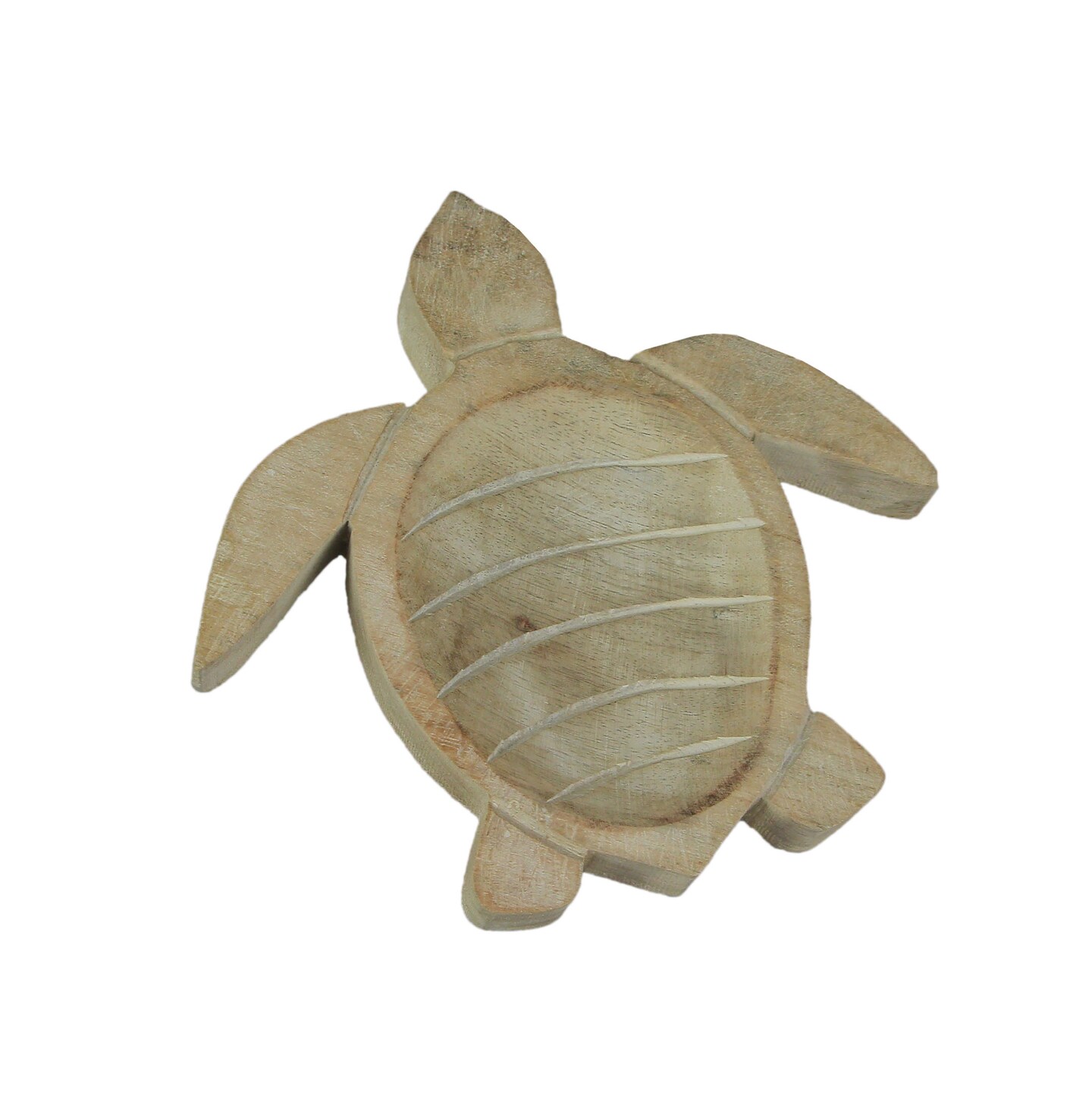 Hand Carved Wooden Sea Turtle Decorative Bowl 8 Inch