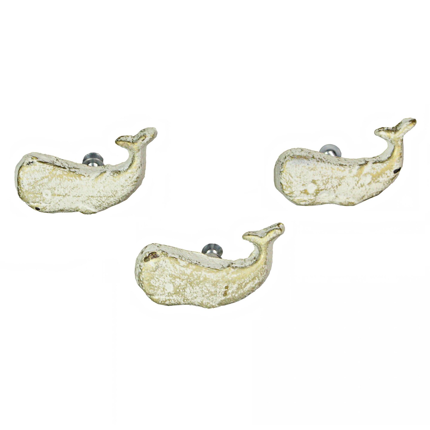 Rustic Cast Iron Whale Drawer Pull Decorative Cabinet Knob Nautical Set of 6