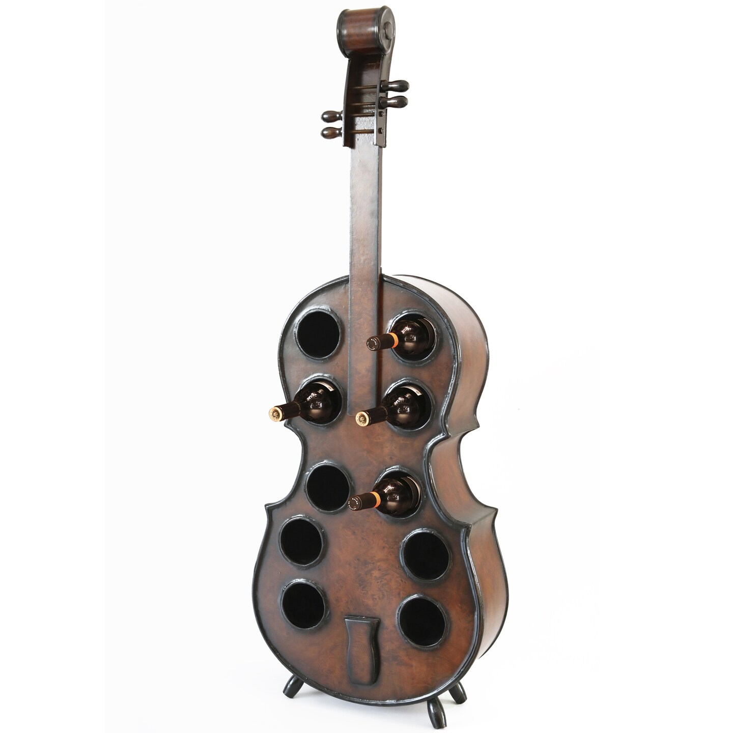 Vintiquewise Decorative 10 Bottle Wooden Cello Shaped Wine Rack 36&#x22; Inch Floor Violin