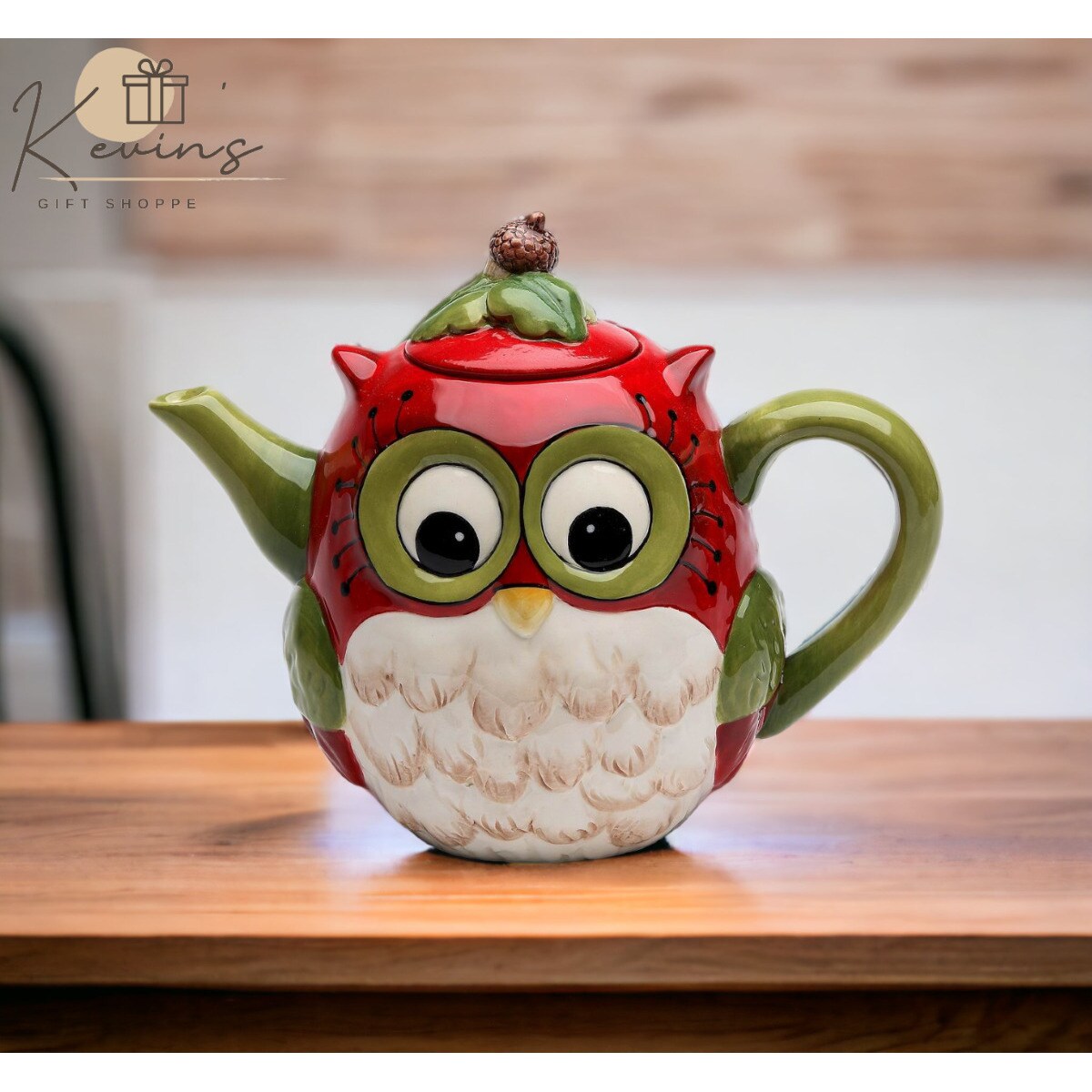 kevinsgiftshoppe Hand Painted Ceramic Owl Teapot   Tea Party Decor Cafe Decor Farmhouse Decor