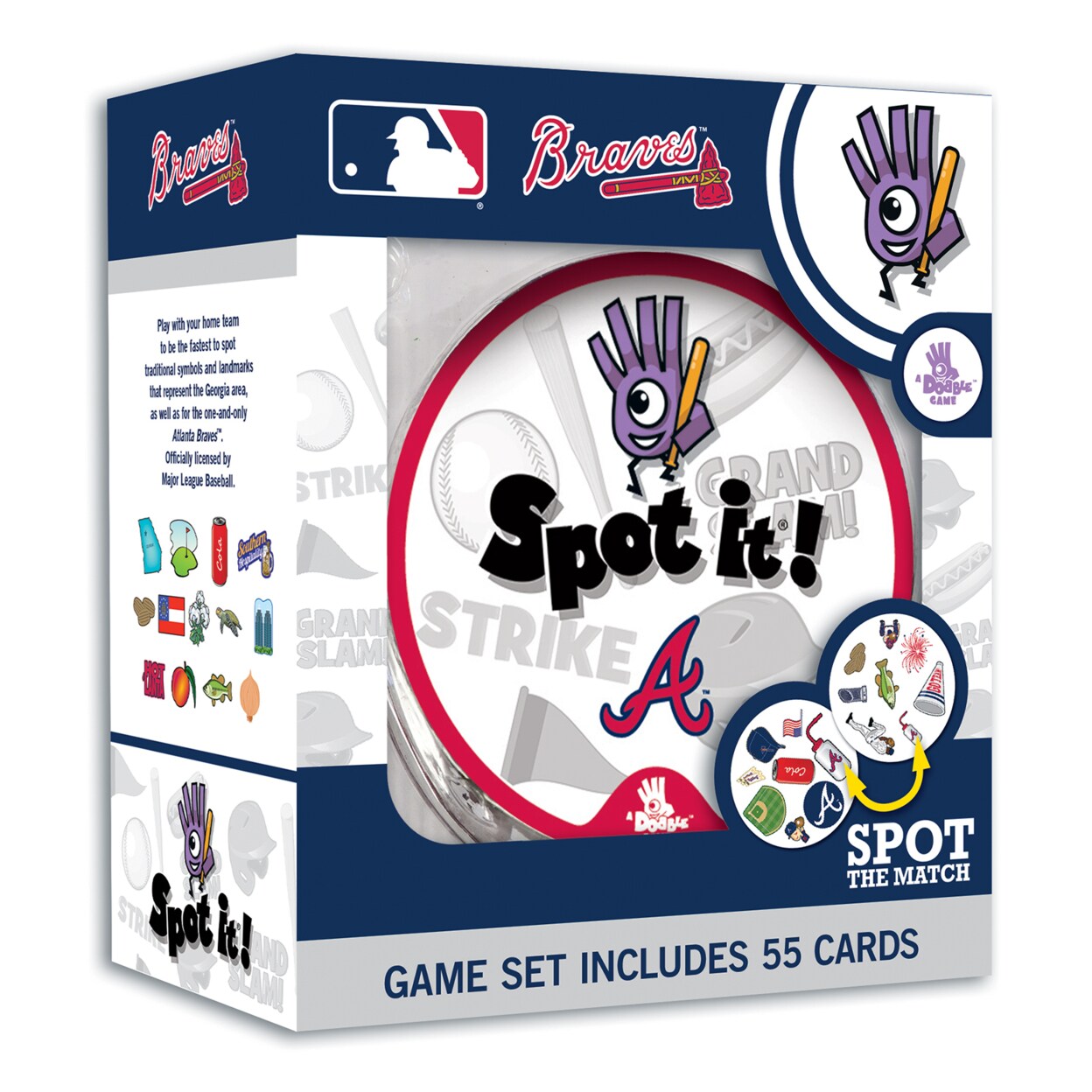 Masterpieces Officially Licensed MLB Atlanta Braves Spot It Game for Kids and Adults