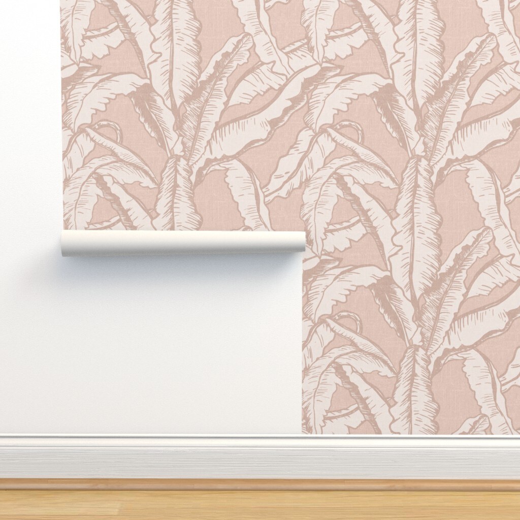 Blush Minimal Rustic Tropical Flora Custom Removable Wallpaper by Spoonflower Peel & Stick Wallpaper 2FT Wide