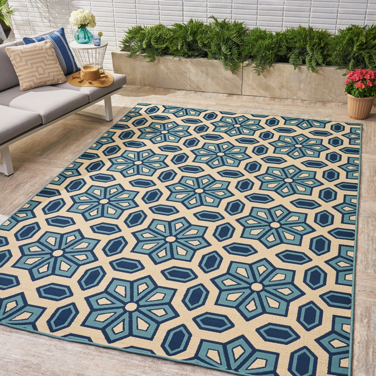 GDFStudio Jacobs Outdoor Geometric Area Rug