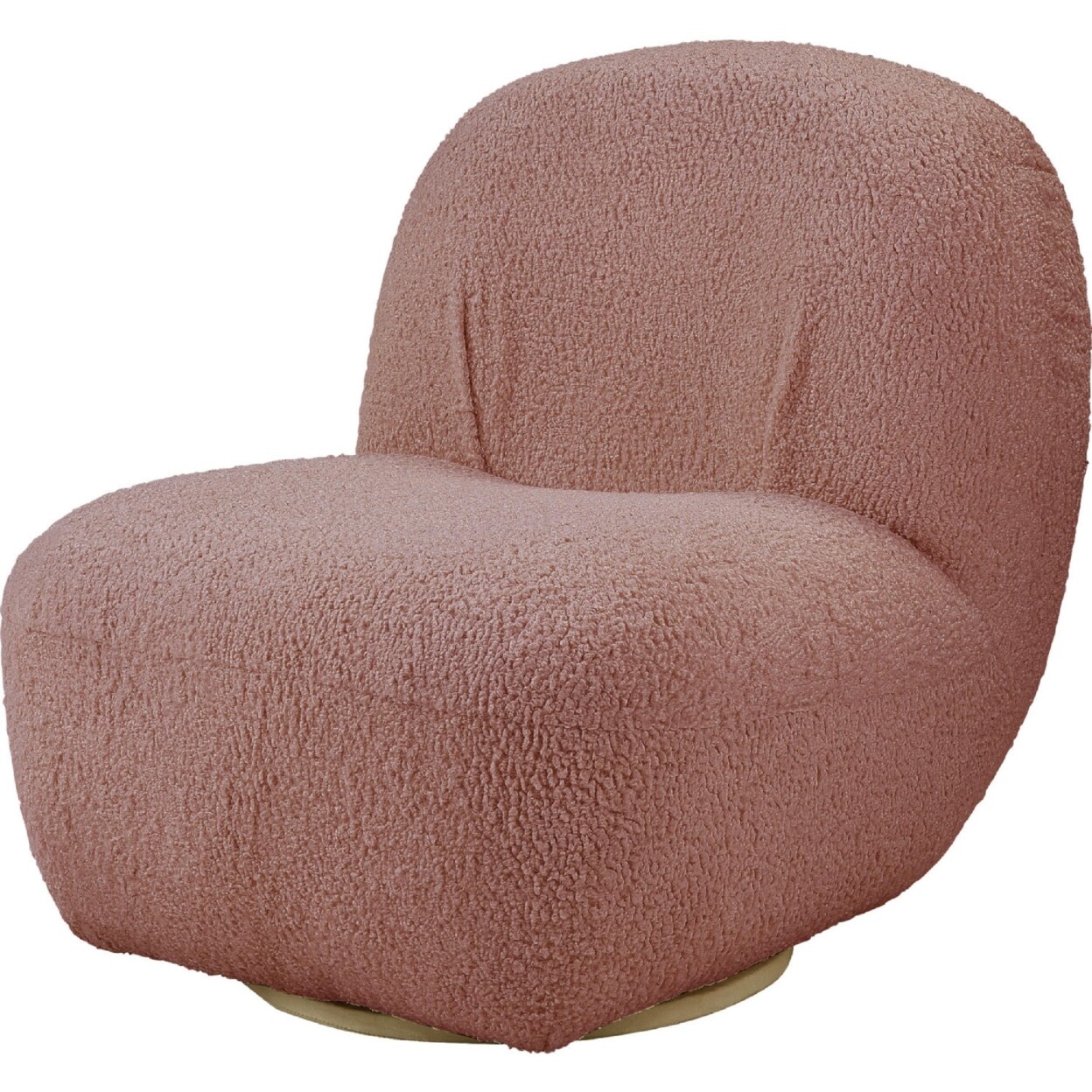Saltoro Sherpi 27 Inch Teddy Sherpa Fabric Curved Accent Chair, Swivel Function, Pink-