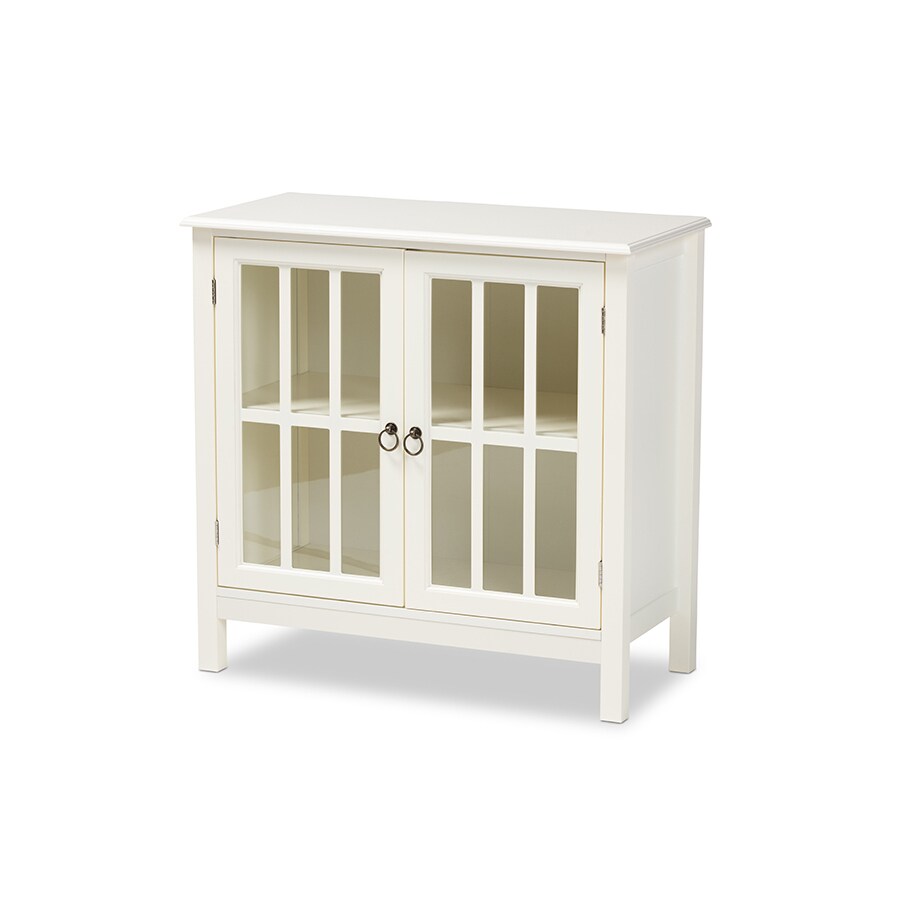 Wholesale Interiors Kendall Classic and Traditional White Finished Wood and Glass Kitchen Storage Cabinet