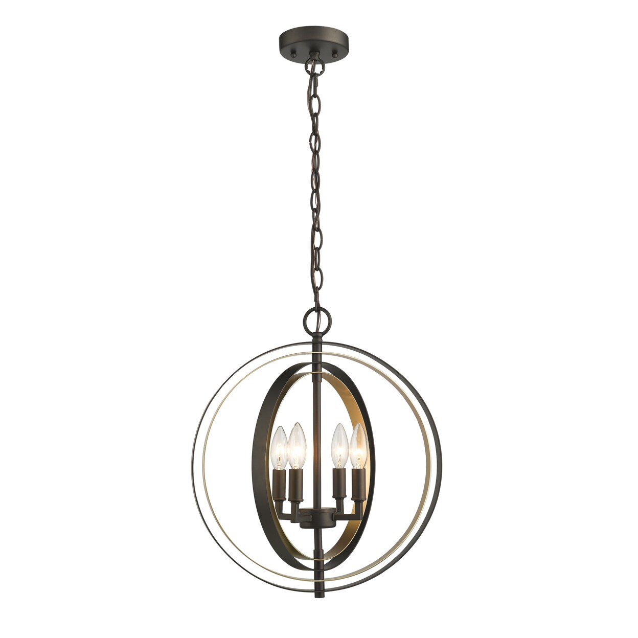 CHLOE Lighting Lighting DARBY Industrial 4 Light Rubbed Bronze & Gold Ceiling Pendant 16" Wide