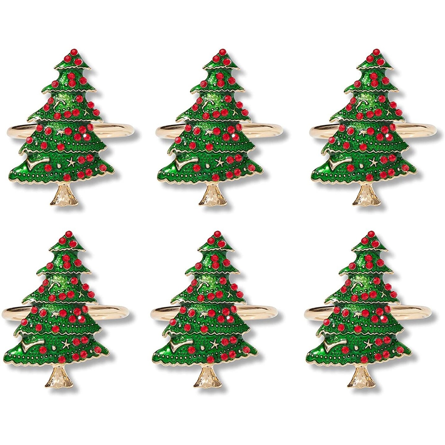Farmlyn Creek Christmas Tree Napkin Ring Set, Holiday Home D&#xE9;cor (1 x 2 in, 6 Pack)