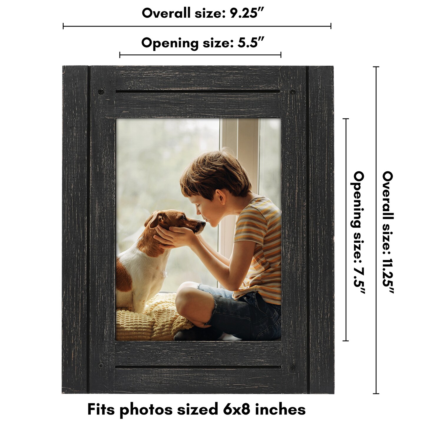 Americanflat Rustic Picture Frame - Modern Photo Frame for Unique Farmhouse Look - Polished Glass Cover - Hanging Hardware with Horizontal and Vertical Display - Includes Easel