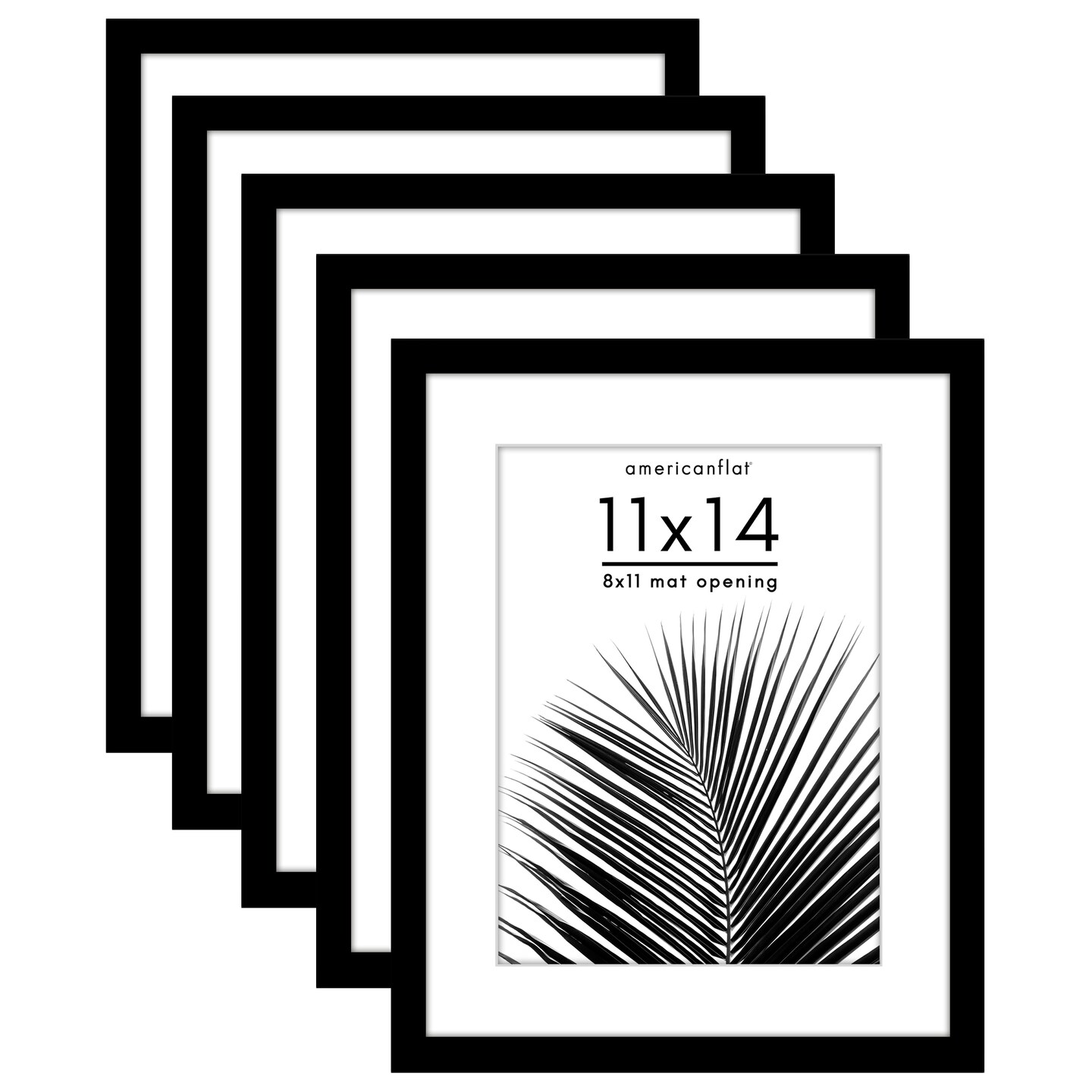 Americanflat Picture Frame Set with Mat - Set of 5 - Photo Frame Set of Five for Wall Display - Plexiglass Cover - Hanging Hardware