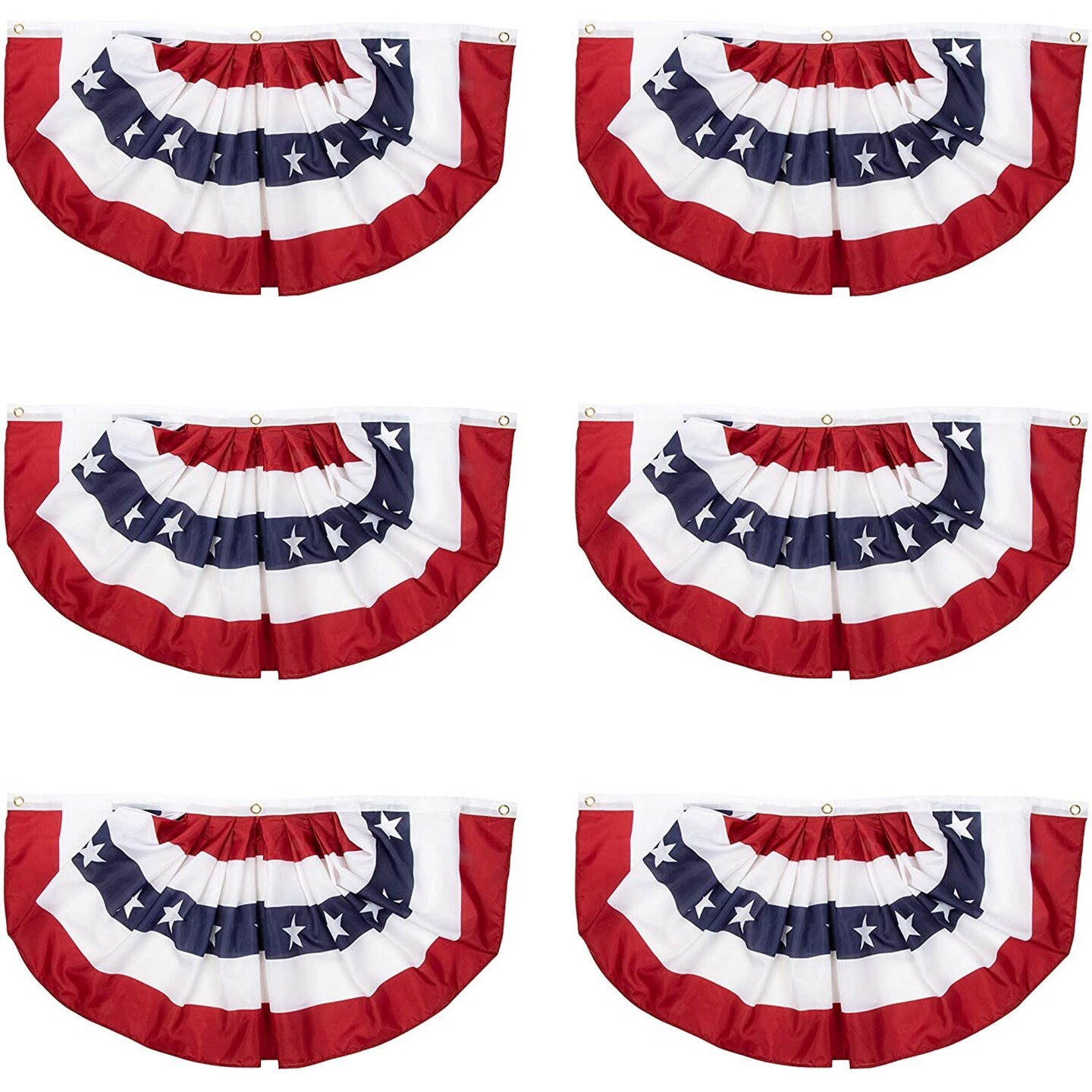 Set of 3 American Flag Bunting - 36.5&#x22; x 18.5&#x22; Patriotic Pleated Fan Flag, USA Half Fan Banner for 4th of July, Independence Day, Memorial Day, Holidays &#x26; Labor Day - Indoor &#x26; Outdoor Decorations