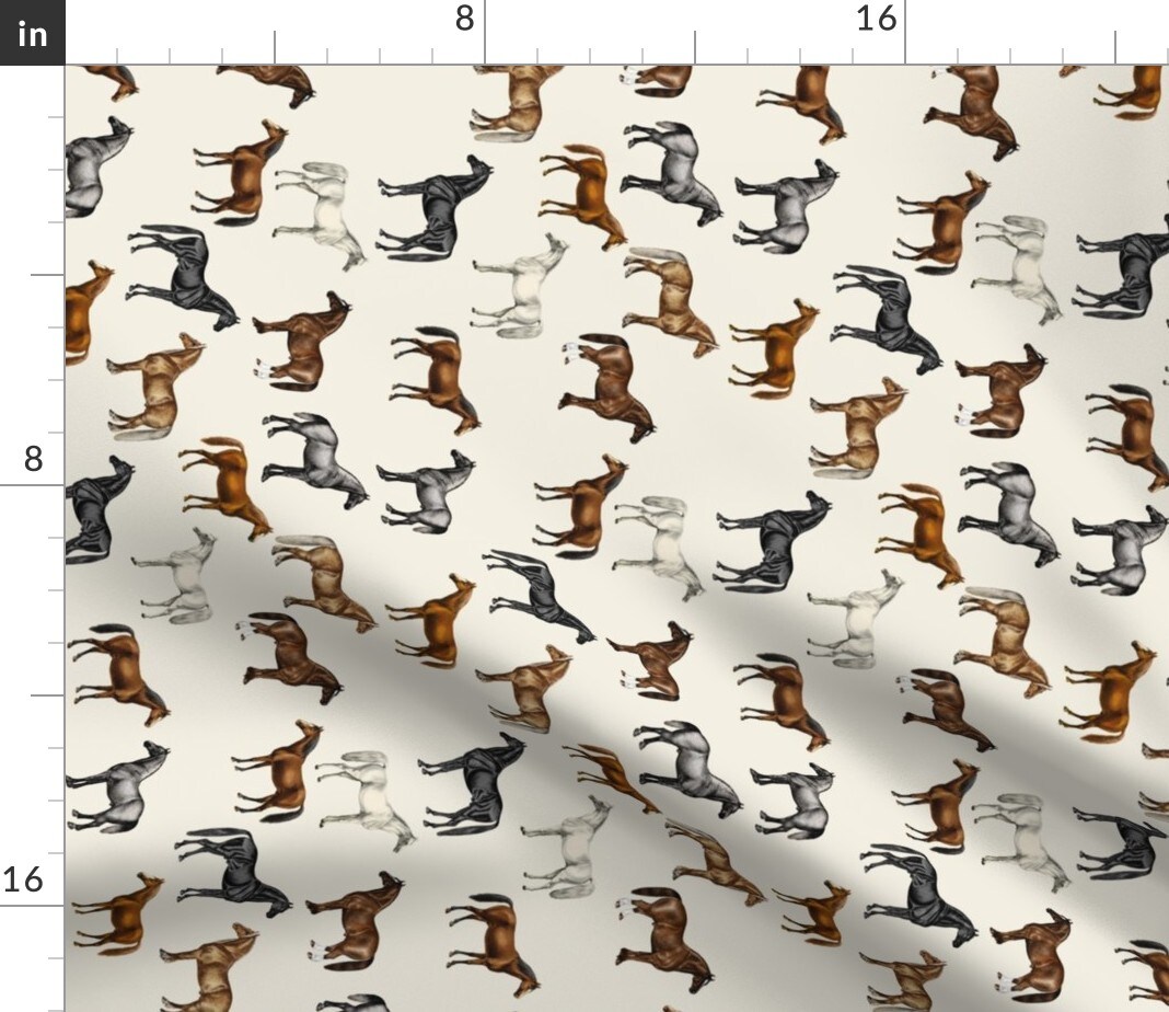 Equestrian Paint Horse Stallion Lovers Railroaded Print Palomino Mustang Draft Horses Vintage Traditional Custom Printed Fabric by Spoonflower Various Fabrics by the Yard or Fat Quarter