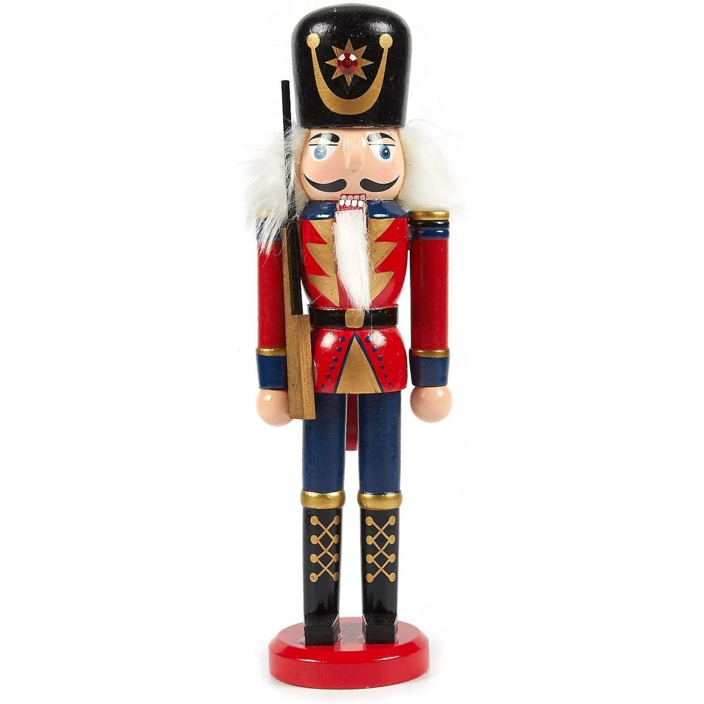 Juvale Christmas Nutcracker Doll - Standing Wooden Christmas Decoration, Festive Ornament for Interior Display, Red - 2.6 x 9 x 1.5 Inches