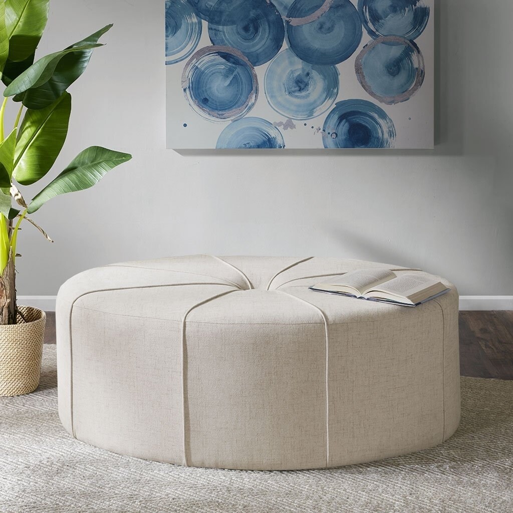 Madison Park Ferris Oval Ottoman Cream See Below