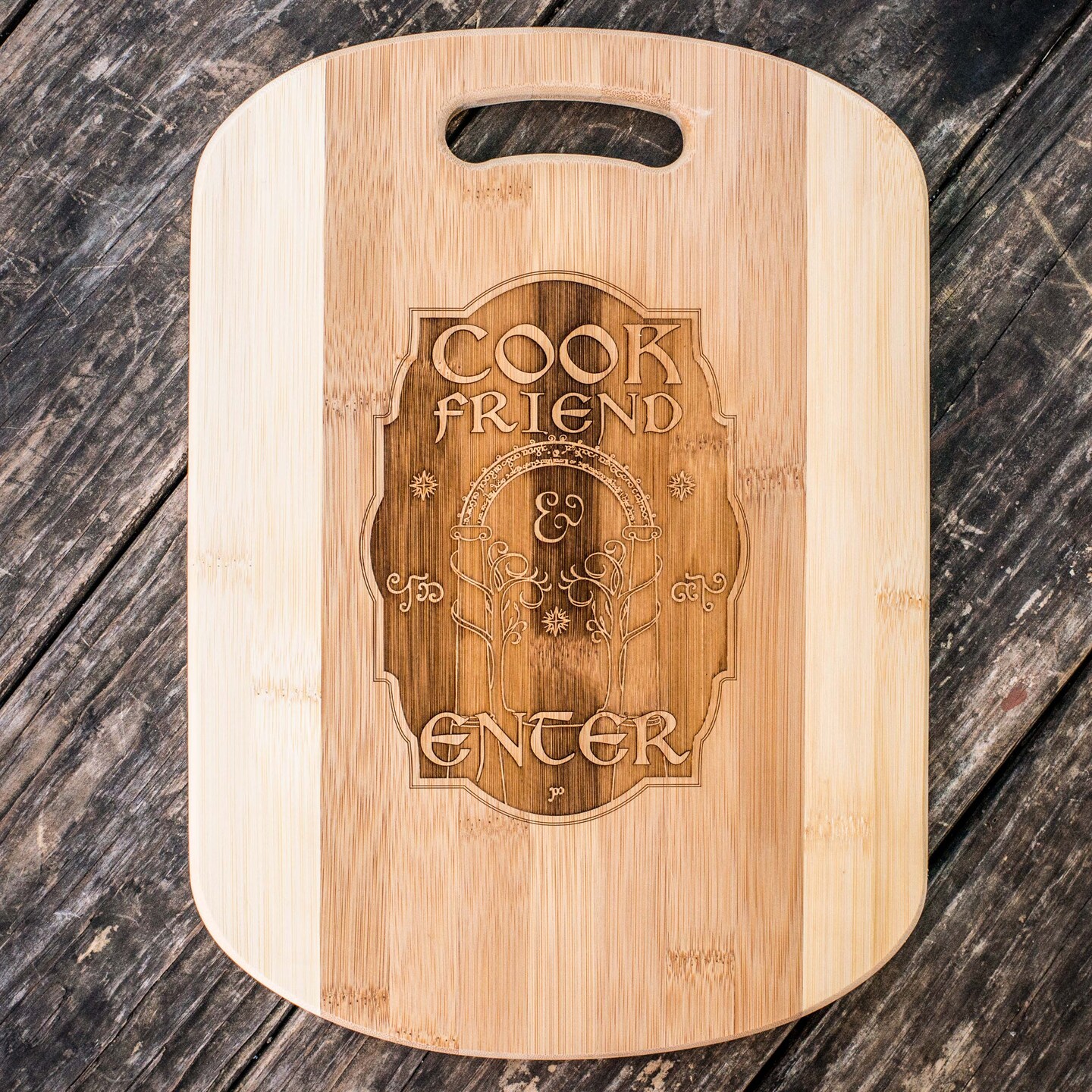 Cook Friend and Enter Cutting Board 14&#x27;&#x27;x9.5&#x27;&#x27;x.5&#x27;&#x27; Bamboo