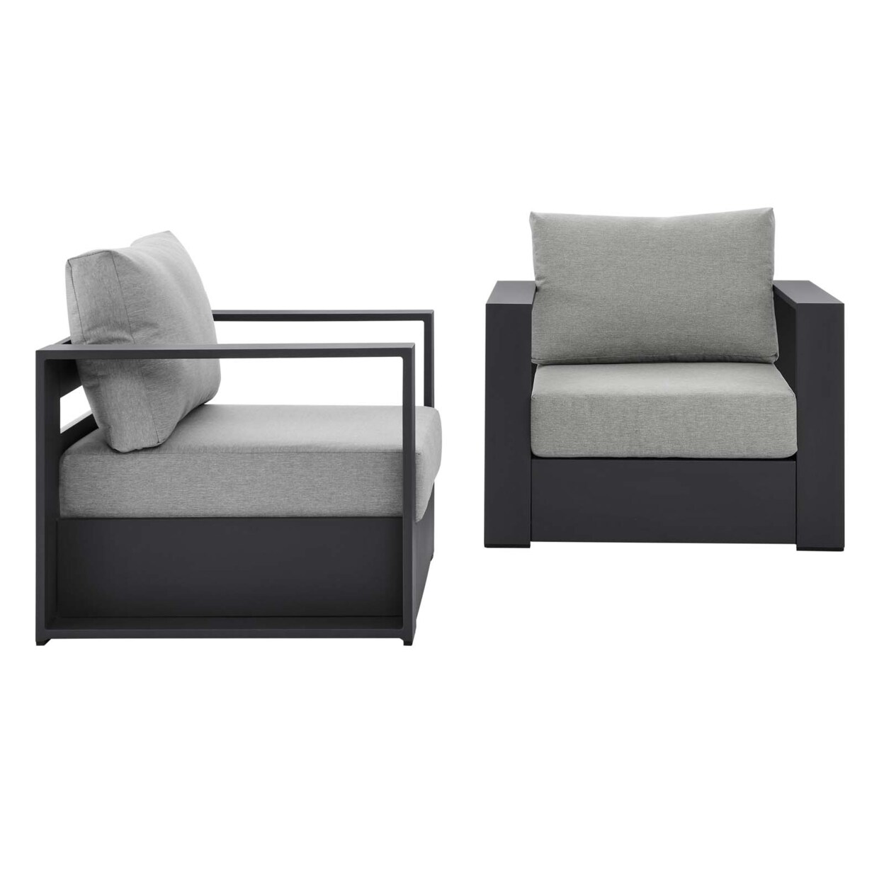 Modway Furniture Tahoe Outdoor Patio Powder-Coated Aluminum 2-Piece Armchair Set, Gray Gray