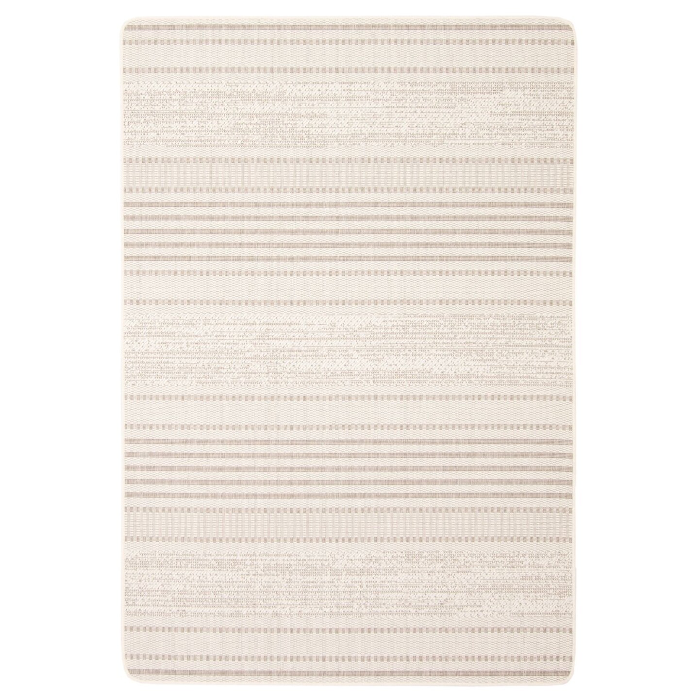 Chaudhary Living 4.25&#x27; x 6.5&#x27; Off White and Taupe Striped Rectangular Outdoor Area Throw Rug
